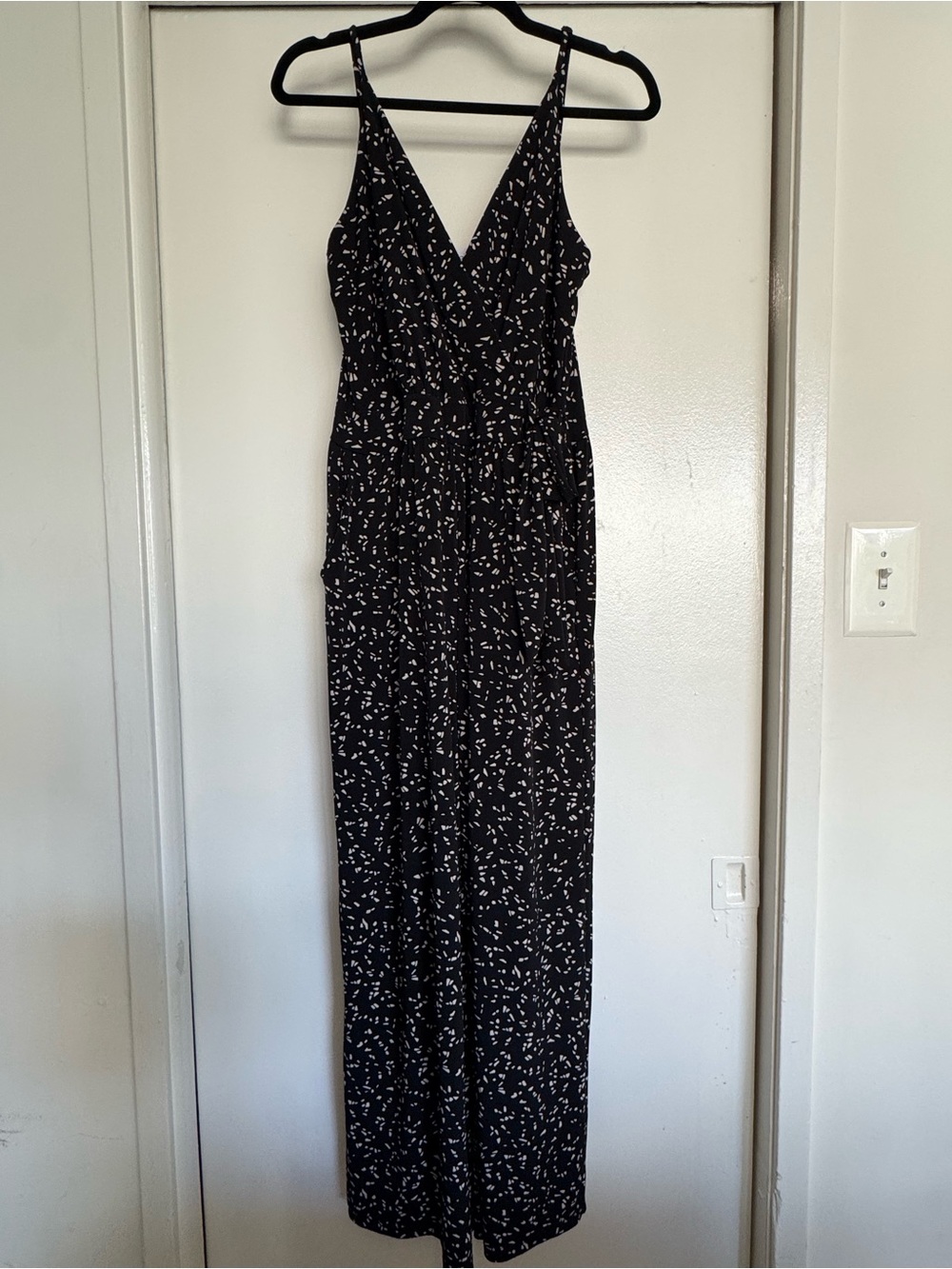 Kaileigh Black & White Printed V-Neck Jumpsuit